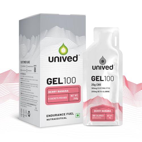 Image of Unived Gel, Nutrition Energy Gel for Endurance Athletes, Runners, Cyclists, Triathletes, Ultramarathon Runners, Vegan, Pack of 6 (Berry Banana)