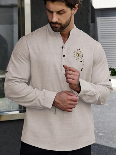 Image of TOPLOT Men's Kurta Shirt |Premium Linen Printed | Stylish Ethnic Wear | Comfortable Fit Design | Clean Look Structure | Versatile Styling | Ideal for Casual, Festive, Party (5265)