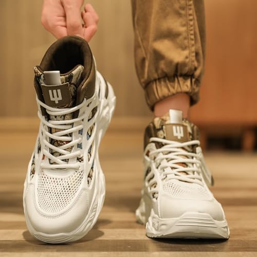 and Breathable Wide Basketball Shoes for Men, Also Ideal for Running and Walking. Extra Wide High - top Sneakers with Ankle Support, Combining Trend and Comfort (Blue,10)4