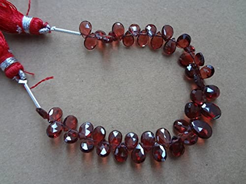 Grenat rubellite naturel 44 perles poires facettées 6mm pour fil de 15cm - 2