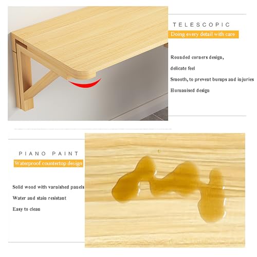 Bureau mural rabattable bois gain de place table informatique pliable