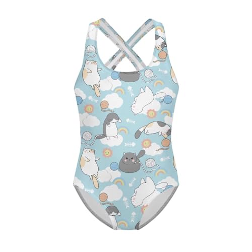 Image of Girls One Piece Swimsuits Quick Dry Beach Bathing Suit Crossback Swimwear 5-14 Years