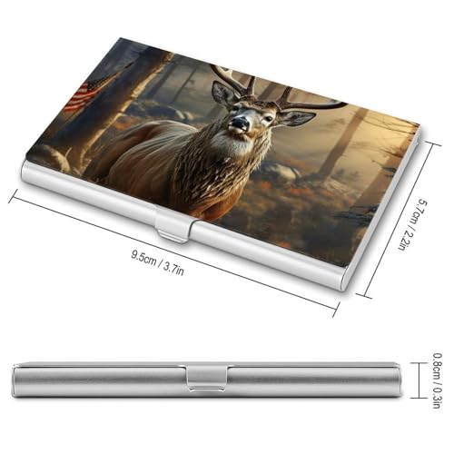 Metal Business Card Holder Ultra Slim - Deer Hunting Season Professional Aluminum Alloy Card Case with Magnetic Closure, Compact ID Credit Card Organizer Wallet for Men Women2