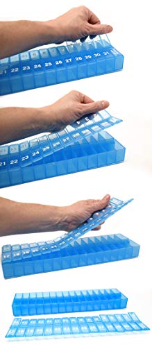 Image of PillThing Monthly Pill Organizer 1 Time a Day, 31 Day Pill Organizer Dispenser with Extra Compartment, Large Daily Pillbox Case for Vitamins, Supplements, Fish Oil (Pack of 2)