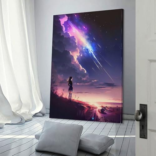 Fille animée sur Galaxy Hill tableau toile cadeau idéal fête d'anniversaire