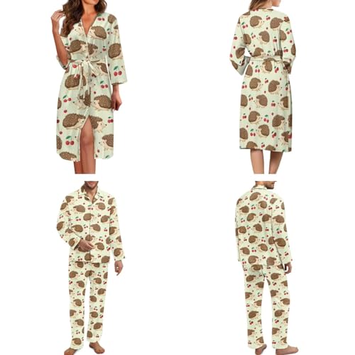 Matching Couples Pajamas Long Sleeve Sleepwear Matching Pj Sets for Women Men2