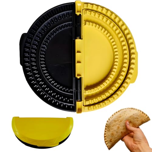 Generic 3 in 1 Tortilla Sealer & Sandwich Crimper Press, Crimper Taco Regolabile per Empanadas, Samosa e Sandwich, Giallo, Nero, Plastica, Moderna