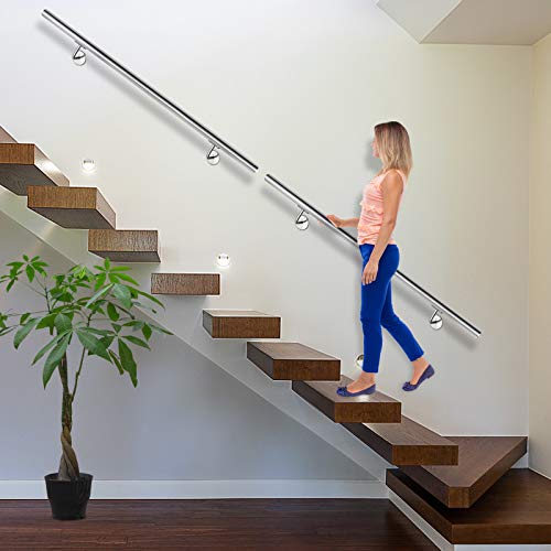 Aufun Corrimano Scale In Acciaio Inox 200Cm Per Corrimano Esterno, Balcone, Parapetto Fissaggio A Muro, Tasselli Di Metallo - Aspetto Inossidabile - 6