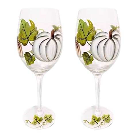 Yuthsona Hand Painted Pumpkin Wine Glasses Cover