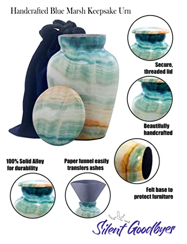 image for SILENT GOODBYES Keepsake Urn | Marble Finish Keepsake Cremation Urn fo