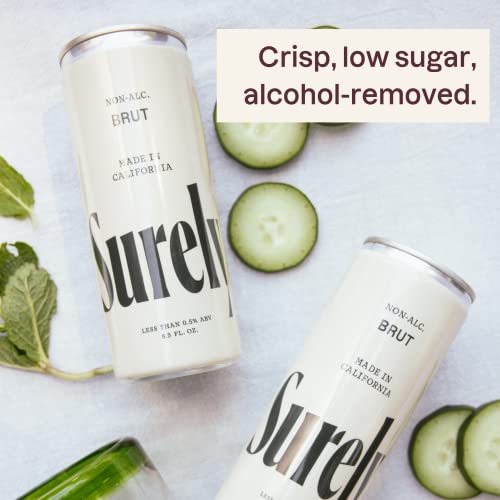 Surely Non Alcoholic Wine, Alcohol-Removed California Sparkling Brut, De-alcoholized White Wine, 5g Sugar, 25 Calories, Low Calorie, Low Sugar, Ready to Drink Mocktail, Pack of 4 (8.5 fl oz per can) - Thumbnail 5