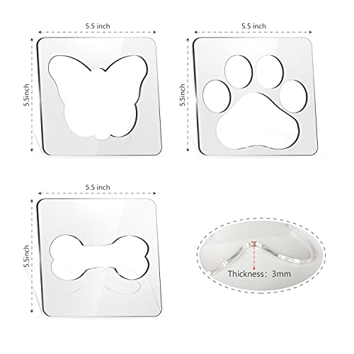 3Pcs Free Motion Quilting Rulers And Templates Set Butterfly Pet Footprint Bone Pattern 1/8 Inch Thick Acrylic Quilting Templates For Domestic Sewing Machines With Non-Slip Grips (Style B)… #TOP1