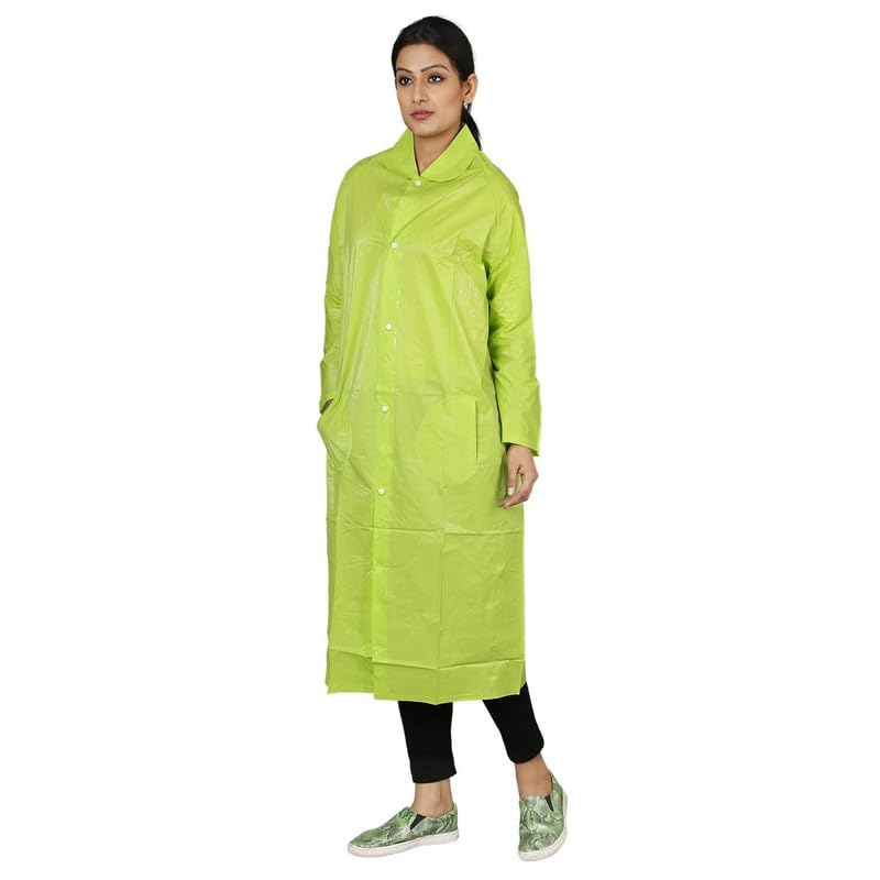 w+ Women|Girl's Raincoat with Hidden Collar Pocket for Cap (Green)-picture-23