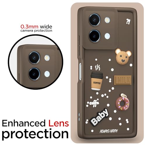 Image of Pikkme Back Cover for Vivo T3x 5G / Vivo Y200i 5G | Cute Fun Cartoon 3D Bear Silicone Full Body Protection Bumper Case (Brown)