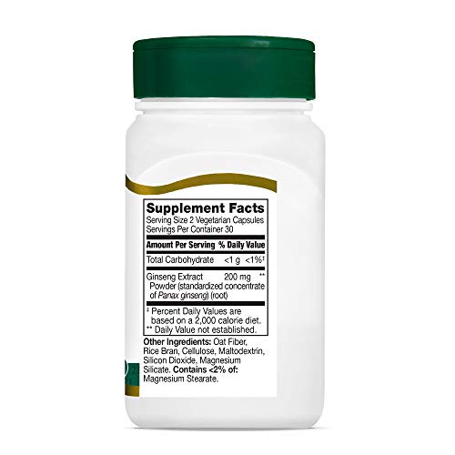 21St Century Ginseng Extract Veg Capsules, 60Count #TOP6