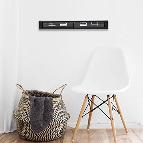 Cloudnola Timeline Metal Wall And Tabletop Flip Clock And Wall Decor, Black And White, 24 Inches Wide, Battery Operated Digital Display #TOP2