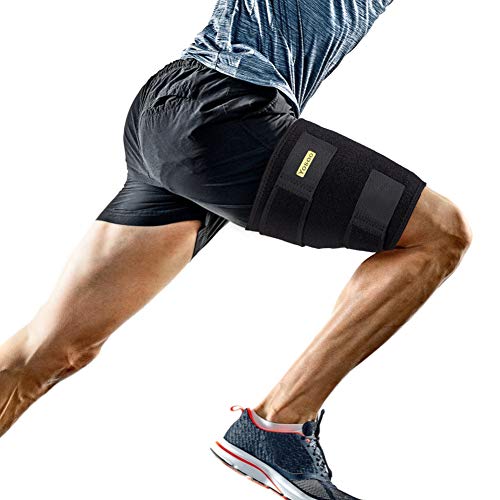 Thigh Support, Thigh Brace with Silicone Anti-Slip Strips, Hamstring Wrap Compression for Men and Women, Adjustable Leg Support for Sprains, Strains, Tendinitis Injury and Recovery