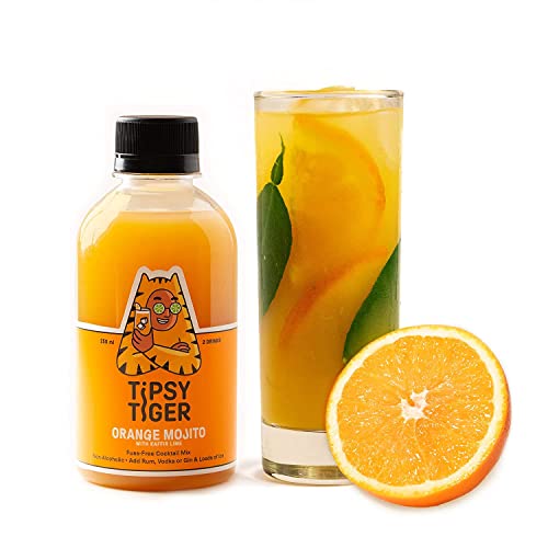 Image of Tipsy Tiger Orange Kaffir Lime Mojito, Vodka, Rum, Gin Cocktail Mixer, Makes 2 Drinks, Less Than 5% added Sugar, 250ml (Pack of 1 bottle), Fuss Free- Just add Ice and Alcohol