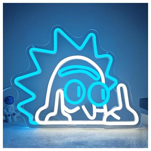 JanHune Anime-Neonschild, Rick Neonlichter, dimmbar, LED-Schilder für Wand, beleuchtete Schilder für Schlafzimmer, Männerhöhle, Jungenzimmer, Bar, Party, Weihnachten, Geburtstag, Geschenke