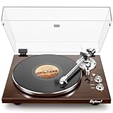 Belt Drive Turntable for Vinyl Record Player,Connect with Bluetooth Speakers or Active Speaker,Built-in Phono Pre-amp,USB Digital Output, Magnetic Cartridge,High-Gloss Wood Design(Brown)