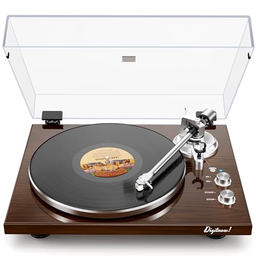 Belt Drive Turntable for Vinyl Record Player,Connect with Bluetooth Speakers or Active Speaker,Built-in Phono Pre-amp,USB Digital Output, Magnetic Cartridge,High-Gloss Wood Design(Brown)