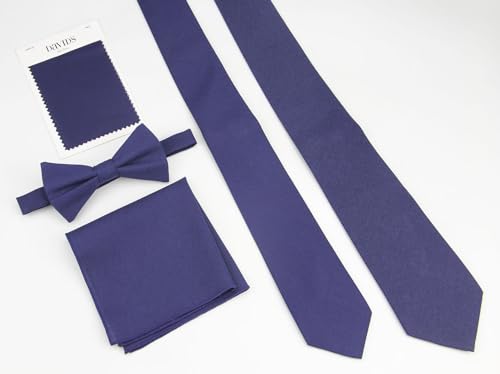 Image of Mens Linen Tie Set - Solid Necktie with Pocket Square