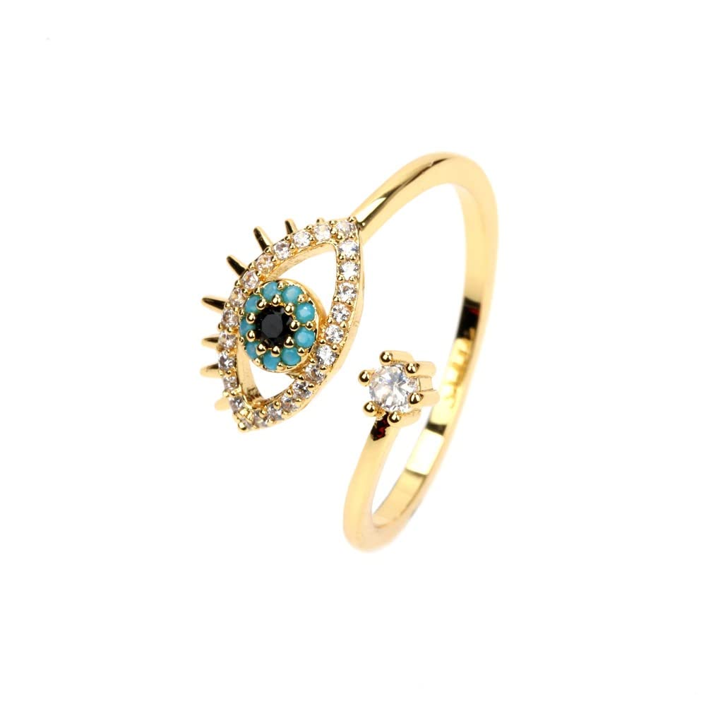 VIEN Eye Ring Gold Jewelry Open Rings Lucky Evil Eye Adjustable Blue CZ Jewelry Stainless Steel Cubic Zirconia Sterling Gold Plated Ring (B0BSVB7H4B) Amazon Price History, Amazon Price Tracker