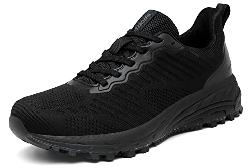 frysen Sneaker Laufschuhe Damen Herren Running Tennis Jogging Fitness Freizeit Turnschuhe Leichtgewichts Atmungsaktiv Sportschuhe Black 43., 16.43