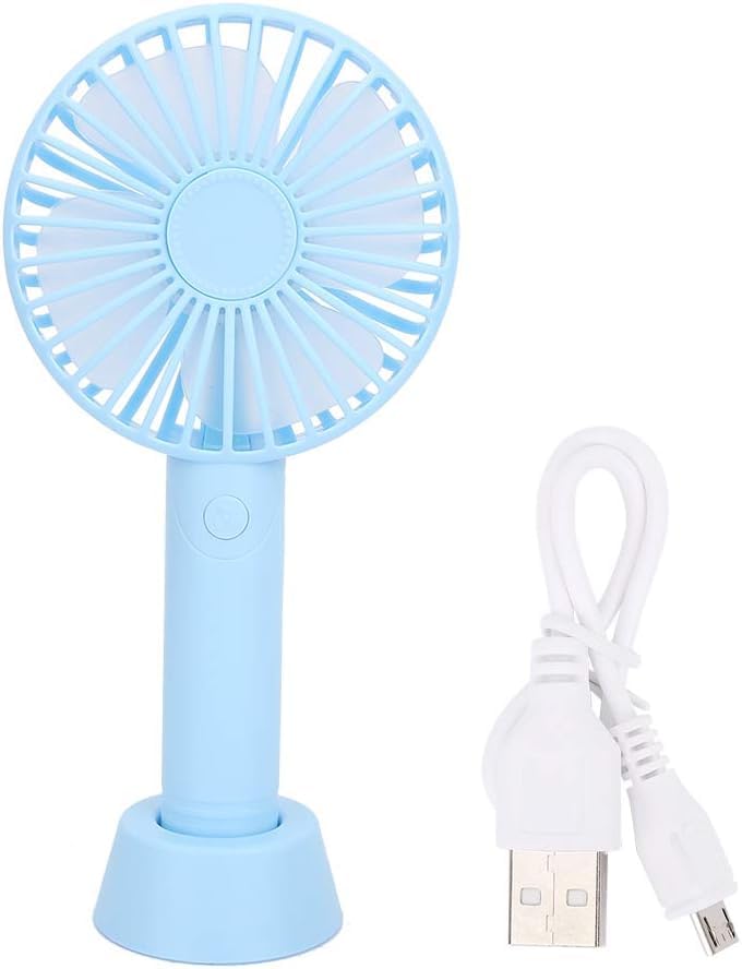 KRISHYAM Mini Portable Handheld Electric USB Outdoor Fan - 3 Speeds, Rechargeable with Stand Base, Battery Included for Home, Office, Camping, Fishing & Travel (Blue) (B0CB6FXV6T) Amazon Price History, Amazon Price Tracker
