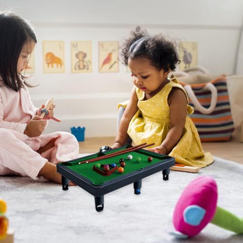DKIIL NOIYB Mini Billardtisch-Set, Tischbillard Kinder & Erwachsene, Billard Zubehör, Mini Spiele für Kinder, Tragbarer Billardtisch Klein, Billard Zubehörmit 11 Bällen, 2 Queues und 1 Dreieck – Bild 3