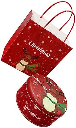 1pc Christmas Tin Box Christmas Party Favor Container Christmas Sweet Treat Bag Christmas Cookie Empty Tin Storage Container Candy Container Snack Box Snowflake Crisp Iron