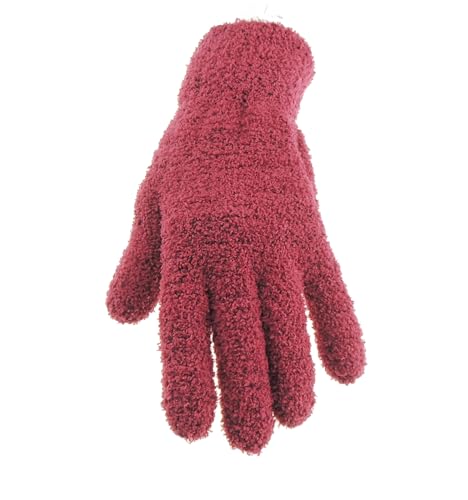 Glamour Girlz Feather Soft Ladies Womens Girls Thick Knitted Chenille Thermal Fleece Cold Weather Christmas Birthday Gift Winter Ski Outdoor Hand Warmers Touch Screen Mitts Mittens Gloves (Burgundy)