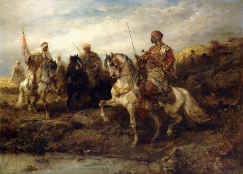 Toile arabe sur animalback Adolf Schreyer reproduction portrait 60x90cm