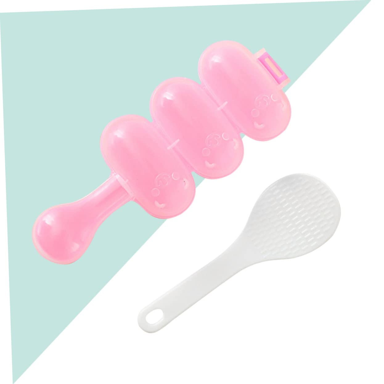 BESTonZON Rice Ball Mold Rice Ball Mold Stencils for DIY Rice Mold Rice Spoon Shake Rice Maker Tool Kit Tableware Rice Ball Artifact Complementary Food Pink Plastic Tableware
