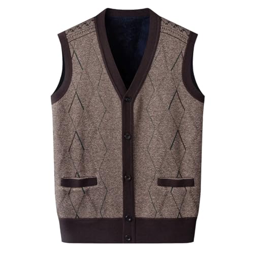 Men’S Trendy Printed Loose Fit V-Neck Thickened Cardigan Sweatercoat with Pockets Light Gray3