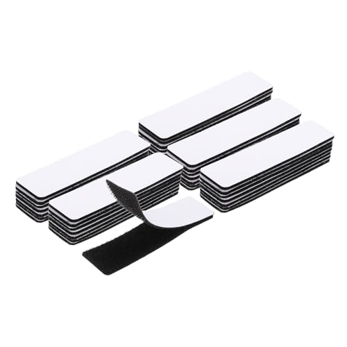 Image of HARFINGTON 48set Hook and Loop Strips with Adhesive 1 inchx4 inch Double Sided Hook and Loop Tape Nylon Self Sticky Fastener for Home Office Car, Black