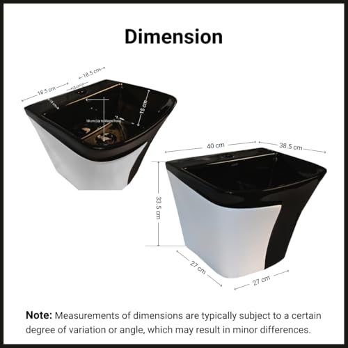 Image of Wall Mounted Wash Basin for Bathroom | Wall Hung Wash Basin /Sink (15.35 x 16.14 x 13 Inch, SFKOP - 221)