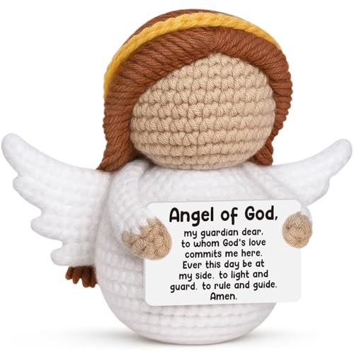 Crochet Angel with Guardian Angel Prayer Card,Catholic Christian Home Decor,Sympathy