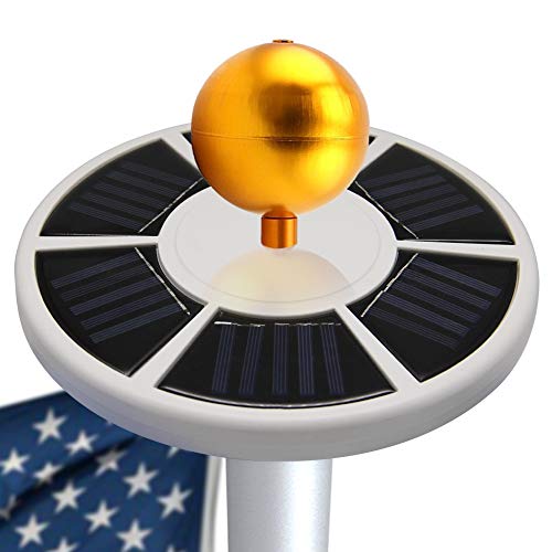 FORUP 26 LED Solar Flag Pole Light, Solar Flagpole Downlight for Most 15 to 25 Ft Flag Pole (White)