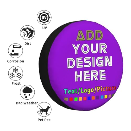Image of Custom Spare Tire Cover with Logo Photo Text, Personalized Polyester Tire Covers Protectors for Trailer RV SUV and Many Vehicles, DarkViolet