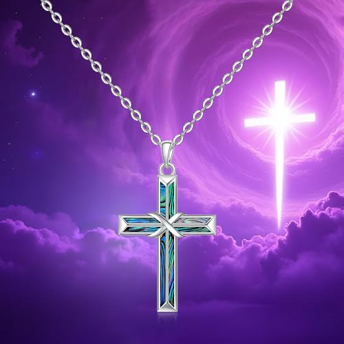 Abalone Infinity Cross Necklace for Women Sterling Silver Turquoise Womens Cross Necklaces for Women Christmas Gifts Jewelry4