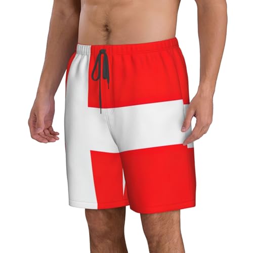 Denmark Danish Flag Print Men's Hawaiian Shorts Beach Shorts Quick Dry Fun Swim Trunks Lining Bathing Suits2