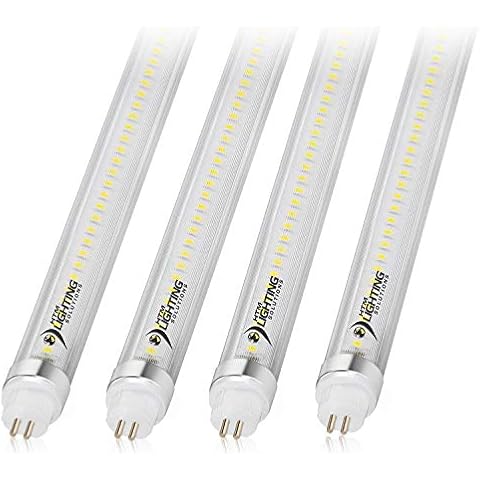 4ft 24W T5 High Output LED Tube Light, 45.75", F54T5 Equal, 4000K (Natural White), Clear Lens, 3300 lm, G5 Mini Base, 100-277V, Ballast Bypass, Dual-End Powered, LED Shop Light, UL-Listed (4-Pack) Cover