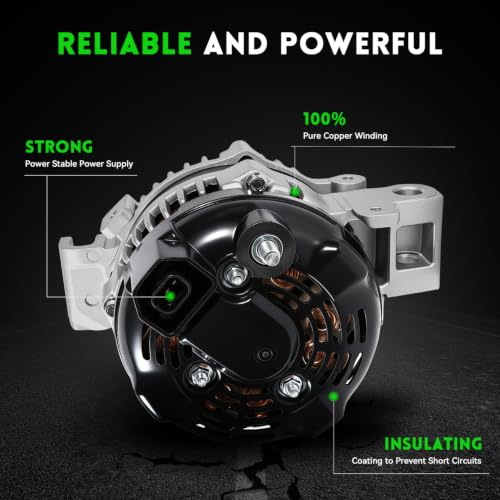 Image of 11787N Alternator Compatible With Chevrolet Camaro V6 3.6L 2012 2013 2014 2015, 12V 140Amp High Output, 6 Groove Pulley, Replace OE 22888109,104211-8131, 22859538, AND0641, AL8846X
