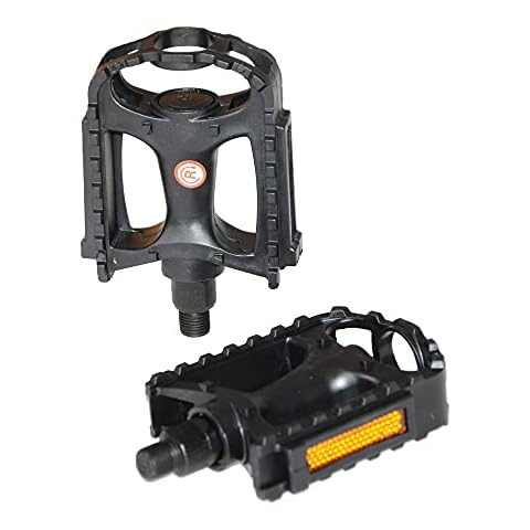 Black Resin Bicycle Pedals with Reflectors Cover