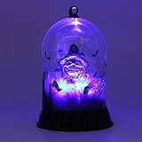 Numéro de modèle: Halloween CTOBB 3D Citrouille Lanterne Halloween décoration LED veilleuses dans Un dôme de Verre à Piles pour la Maison Jardin Croissant Parti Fournitures, Couleur, Violet