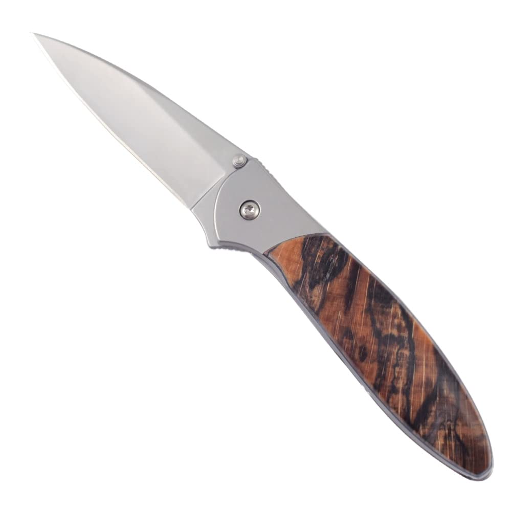 Kershaw Leek Folding Pocket Knife with Artisan-Crafted Spalted Beech Wood Handle, Made in USA