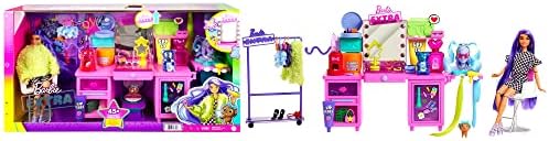 Barbie Extra Doll & Vanity Playset with Exclusive Doll, Pet Puppy, 45+ Pieces Including Clothes & Accessories, Toy Gift for Kids 3Y+, GYJ70