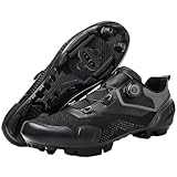 TvzsiY Mountainbike Schuhe Herren Outdoor- MTB Fahrradschuhe Kompatibel mit SPD Cleats Geeignet für Fahrten unter anspruchsvollen Straßenbedingungen,Schwarz,44 EU