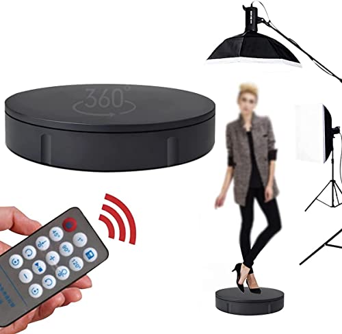 YNITJH Base Giratoria Eléctrica de 30cm,Plataforma Giratoria Electrica con Control Remota,360 ​​Grados Plataforma Rotatoria,para Exhibición de Joyas Maniquí,Batería integrada,100 kg de Carga,Black Cover